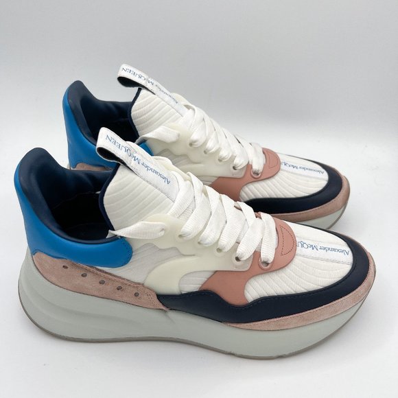 Alexander McQueen Mixed-Media Hightop Runner Sneakers - Picture 6 of 10